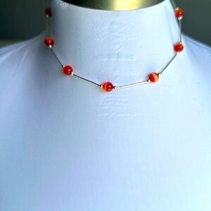 JORDAN 925 silver necklace real stone sunstone​​​​​​​​​